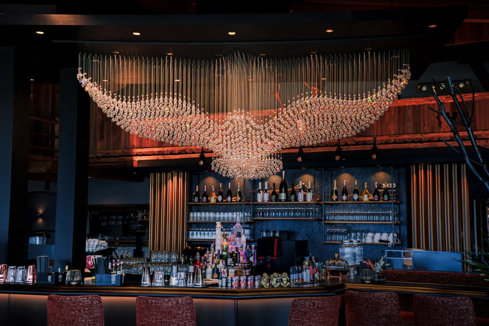 Distinctive lighting above the bar at JEZZ